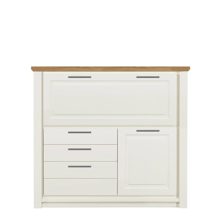 Secretar Cu 2 Usi Si 3 Sertare Thuxon, Alb, Furniruit, 139.7 Cm-01