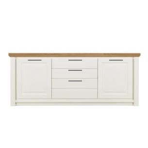Bufet 2 Usi Si 3 Sertare Thuxon Alb, Stejar Furniruit, 195 Cm