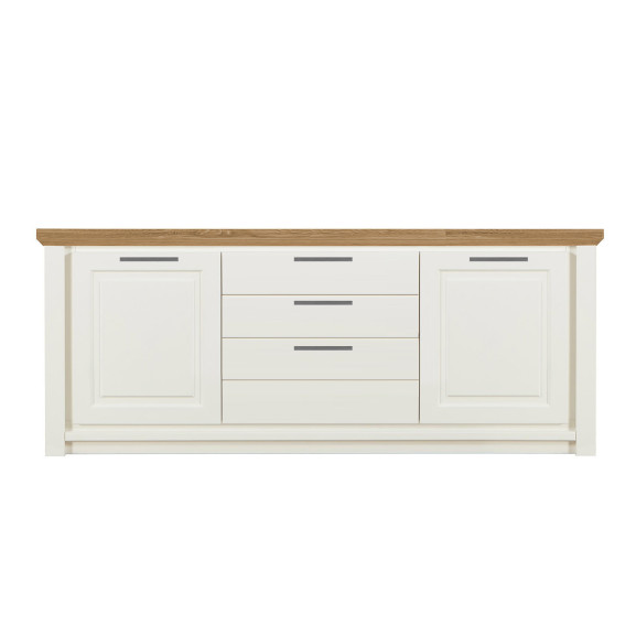 Bufet 2 Usi Si 3 Sertare Thuxon Alb, Stejar Furniruit, 195 Cm