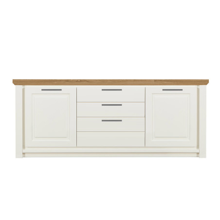 Bufet 2 Usi Si 3 Sertare Thuxon Alb, Stejar Furniruit, 195 Cm-01