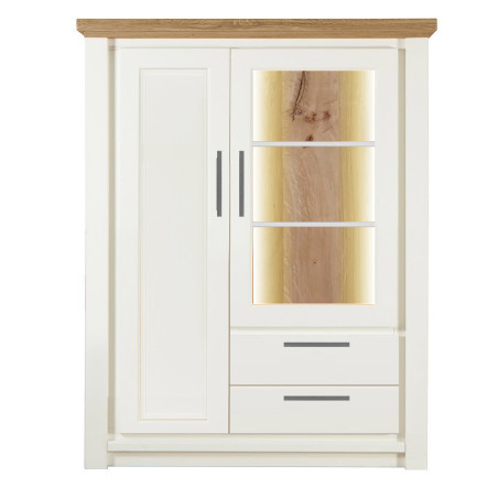 Comoda Bar Cu 2 Usi Si 2 Sertare Thuxon Alb, Vopsit Si Furniruit Stejar, 106.9 Cm-01