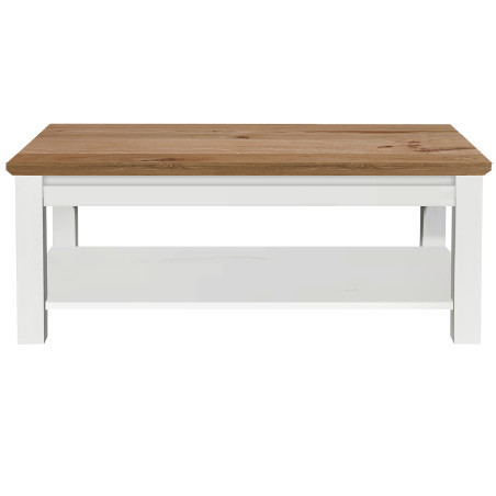 Masă de Cafea Thuxon 115 cm – Alb și Blat din Furnir de Stejar-01