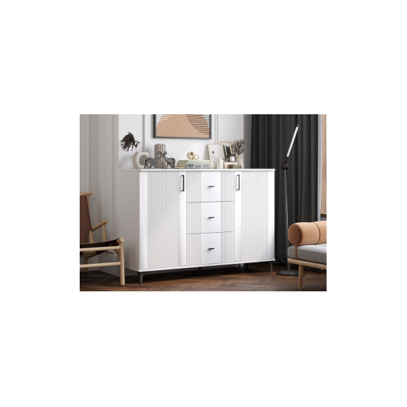 Comoda 2 Usi Si 3 Sertare Alora, Alb 140 Cm