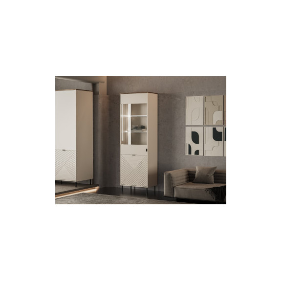 Vitrina Mare Cu 1 Usa Miracle, Cashmere, 63 Cm