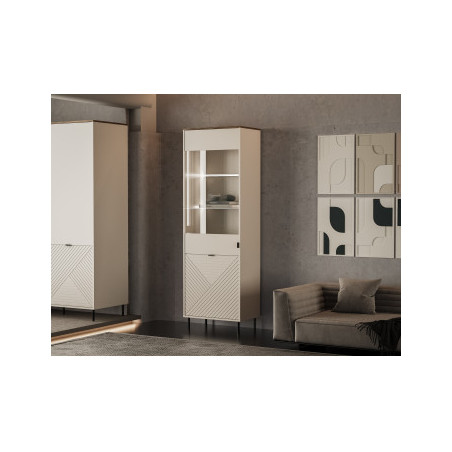 Vitrina Mare Cu 1 Usa Miracle, Cashmere, 63 Cm-01