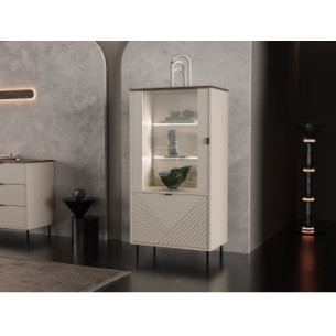 Vitrina Mica Cu 1 Usa Miracle, Cashmere, 63 Cm