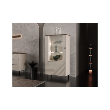 Vitrina Mica Cu 1 Usa Miracle, Cashmere, 63 Cm-01