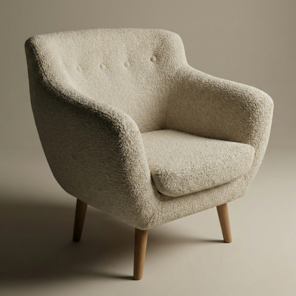 Fotoliu Jazz Now Or Never Boucle Ivory, 80 x 83 x 80 Cm