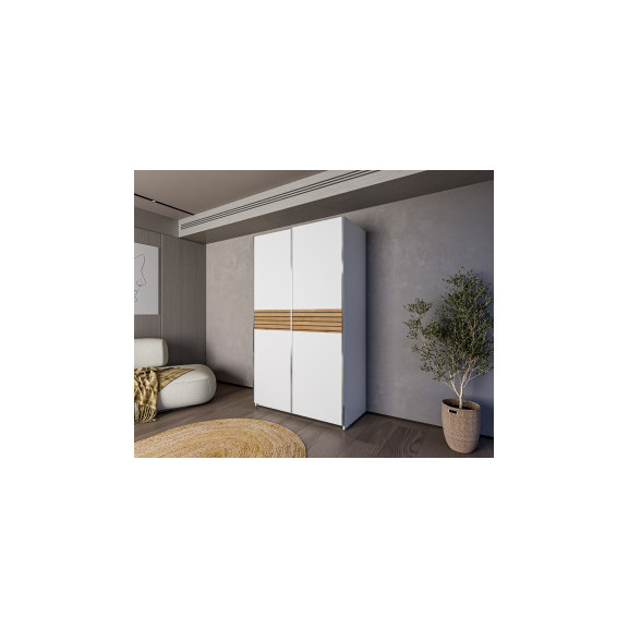 Dulap Cu 2 Usi Culisante Meteora, Alb Platinium, 120 Cm