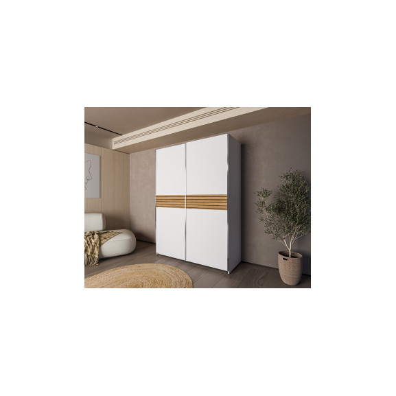 Dulap Cu 2 Usi Culisante Meteora, Alb Platinium, 150 Cm