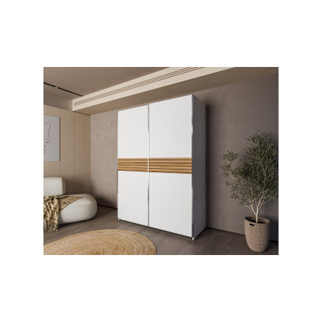 Dulap Cu 2 Usi Culisante Meteora, Alb Platinium, 150 Cm-01