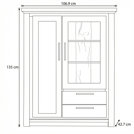 Comoda Bar Cu 2 Usi Si 2 Sertare Thuxon Alb, Vopsit Si Furniruit Stejar, 106.9 Cm-01