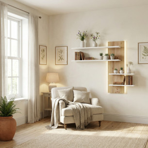 Raft Suspendat Thuxon Alb, Furniruit Stejar, 145 Cm