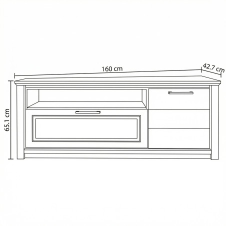 Comoda Tv Cu 3 Usi, 1 Sertar Si 1 Nisa Thuxon Alb, Vopsit Si Furniruit Stejar, 160 Cm-01