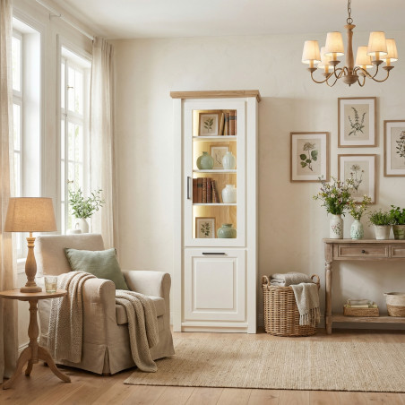 Vitrina Cu 1 Usa Dreapta/Stanga Thuxon, Vopsit Si Furniruit Stejar, 74.2 Cm-01