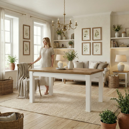 Masa Extensibila Thuxon Alb, Furniruit, 160/215 x 90 x 77 Cm-01