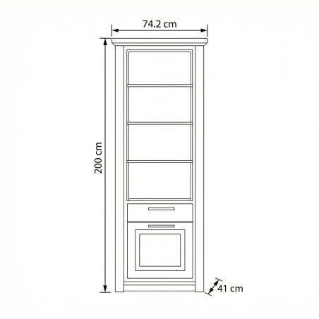 Biblioteca 1 Usa Si 1 Sertar Thuxon Alb, Alb Si Natur, Furniruit 74.2 Cm-01