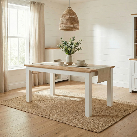 Masa Extensibila Alpina, Vopsit Alb, Furniruit, 180/235 x 90 x 77 Cm