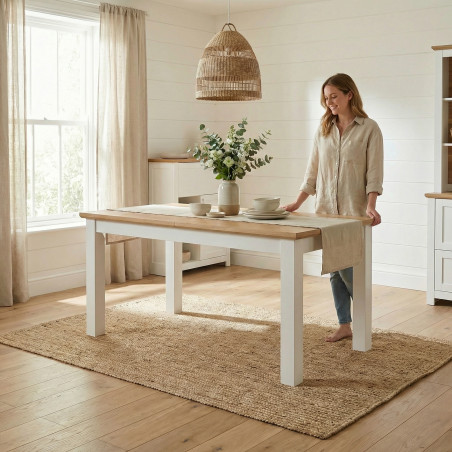 Masa Extensibila Alpina, Vopsit Alb, Furniruit, 180/235 x 90 x 77 Cm-01