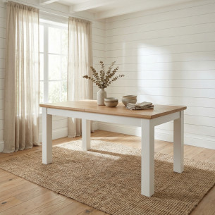 Masa Extensibila Alpina, Vopsit Alb, Furniruit, 160/215 x 90 x 77 Cm