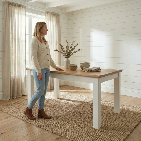 Masa Extensibila Alpina, Vopsit Alb, Furniruit, 160/215 x 90 x 77 Cm-01