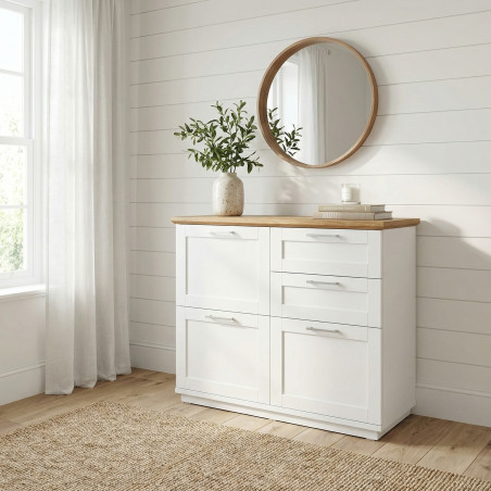 Pantofar 3 Usi Si 2 Sertare Alpina, Vopsit Alb, Furniruit, 111.7 Cm-01