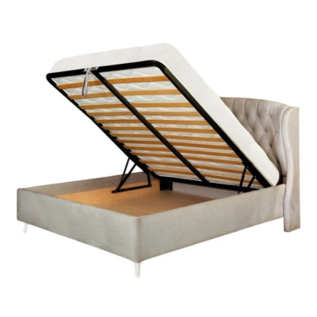 Pat Tapitat Verona, Dimensiune Saltea 180 x 200 Cm, Cu Somiera Rabatabila, Gri-01