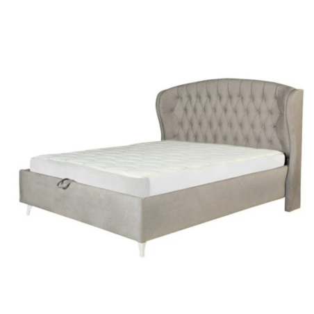 Pat Tapitat Verona, Dimensiune Saltea 120 x 200 Cm, Cu Somiera Rabatabila, Gri-01