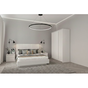 Set Dormitor Mancester, Pat 160 x 200 Cm, Kashmir Si Gri Deschis