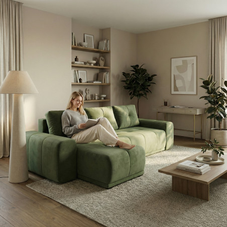 Coltar Extensibil Cu Lada Dreamer, Interschimbabil Stanga/Dreapta, Verde, 290 x 162 x 100 Cm-01