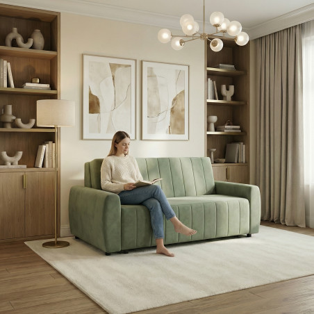 Canapea Extensibila Rimini, 2 Locuri, Lada Depozitare, Verde, 175 Cm-01