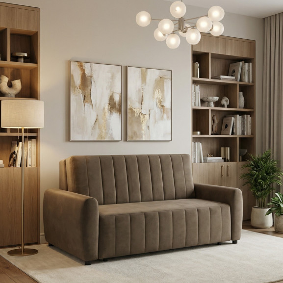 Canapea Extensibila Rimini, 2 Locuri, Lada Depozitare, Maro, 175 Cm