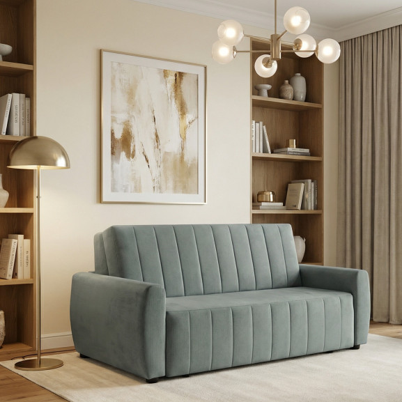 Canapea Extensibila Rimini, 2 Locuri, Lada Depozitare, Albastru, 175 Cm