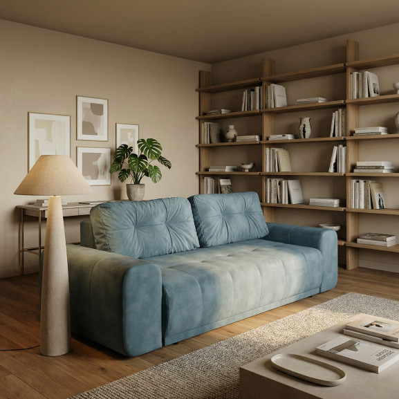 Canapea Extensibila Cu Lada Depozitare Dreamer, Albastru, 260 x 110 x 100 Cm