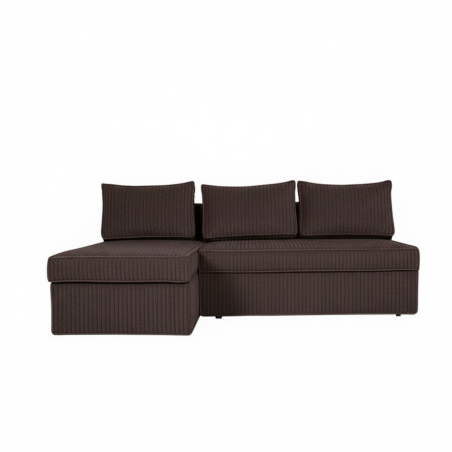 Coltar Extensibil Cu Lada New Modulo, Interschimbabil Stanga/Dreapta,Maro, Catifea raiata, 220 x 80 x 155 Cm-01
