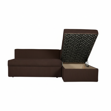 Coltar Extensibil Cu Lada New Modulo, Interschimbabil Stanga/Dreapta,Maro, Catifea raiata, 220 x 80 x 155 Cm-01