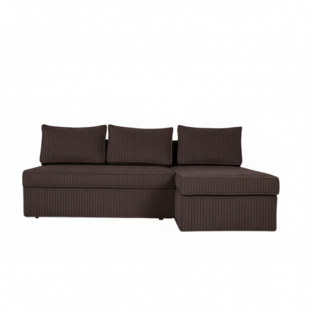 Coltar Extensibil Cu Lada New Modulo, Interschimbabil Stanga/Dreapta,Maro, Catifea raiata, 220 x 80 x 155 Cm-01