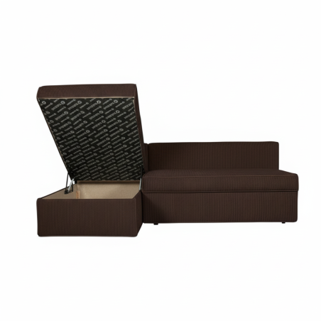 Coltar Extensibil Cu Lada New Modulo, Interschimbabil Stanga/Dreapta,Maro, Catifea raiata, 220 x 80 x 155 Cm-01