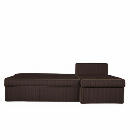 Coltar Extensibil Cu Lada New Modulo, Interschimbabil Stanga/Dreapta,Maro, Catifea raiata, 220 x 80 x 155 Cm-01