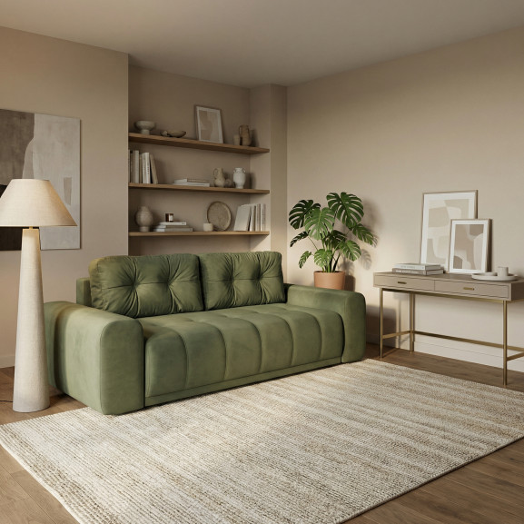 Canapea Extensibila Cu Lada Depozitare Dreamer, Verde, 260 x 110 x 100 Cm