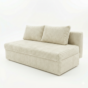 Canapea Extensibila Milo, 3 Locuri, Lada Depozitare, Crem