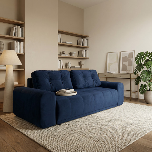 Canapea Extensibila Cu Lada Depozitare Dreamer, Albastru Inchis, 260 x 110 x 100 Cm