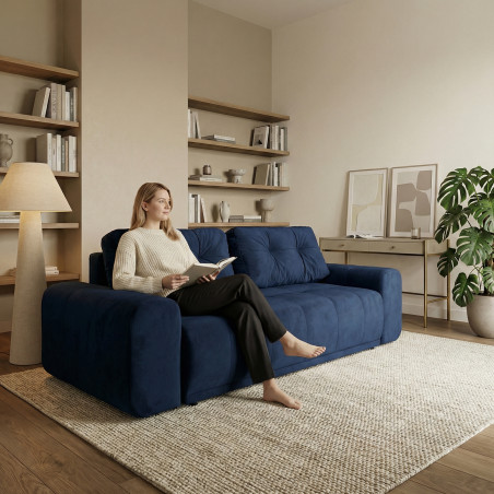 Canapea Extensibila Cu Lada Depozitare Dreamer, Albastru Inchis, 260 x 110 x 100 Cm-01