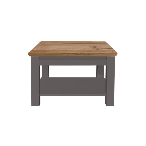 Masă de Cafea Thuxon 115 cm – Gri Grafit Mat și Blat din Furnir de Stejar