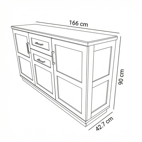 Bufet Cu 3 usi si 1 sertar Dining Alpina, Alb Si Natur 166 Cm-01