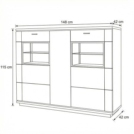 Comoda Bar Cu 3 Usi Zenith, Furniruit Stejar, 148 Cm-01