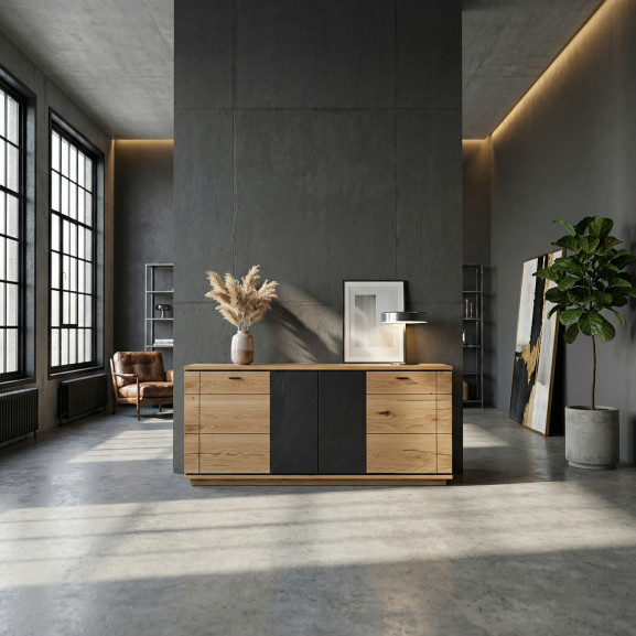 Bufet 4 Usi Zenith, Stejar Furniruit, 180 Cm