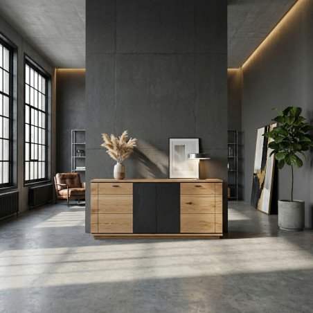 Bufet 4 Usi Zenith, Stejar Furniruit, 180 Cm-01