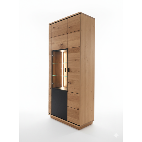 Vitrina Cu 2 Usi Zenith, Furniruit Stejar, 87.5 Cm-01