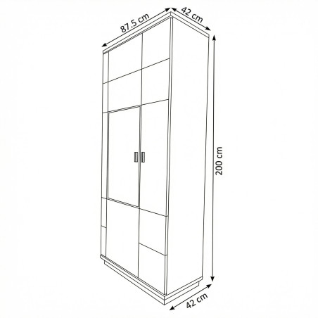 Vitrina Cu 2 Usi Zenith, Furniruit Stejar, 87.5 Cm-01